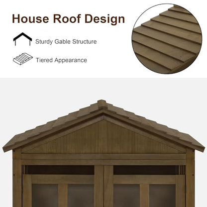 Wooden Dog House Furniture, Solid Wood Pet Kennel Indoor for Small/Medium Dogs, view 5