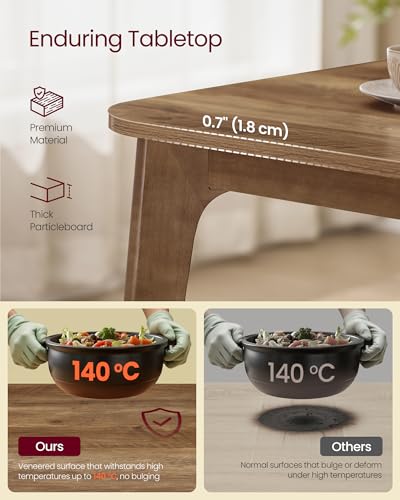 VASAGLE MAEZO Collection - Extendable Dining Table for 4/6/8, Kitchen Table with Tapered Legs, Curved Transitions, for Dining Room, Kitchen, Home Office, Honey Brown UKDT090K01V1