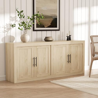 70.8" Sideboard Buffet Cabinet with 4 Wooden Doors, Natural, view 2