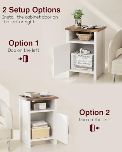 Farmhouse Modern Nightstand with Shelf and Barn Door, Set of 1 for Bedroom, White