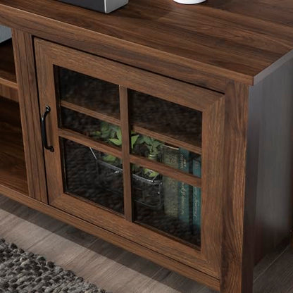 Portsmouth Classic 2 Glass Door TV Stand for TVs up to 80 Inches, 70 Inch, Dark Walnut
