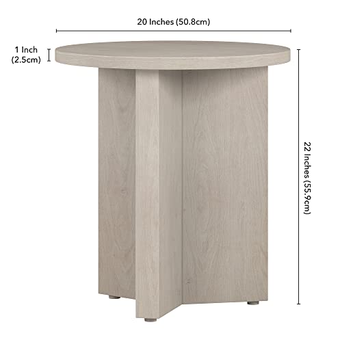 20" Round Side Table, Nightstand, End Table, Beech White | Scandinavian-inspired round end table with an X-base and clean lines for living rooms, offices, or bedrooms