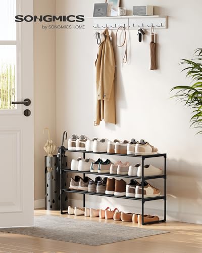 Shoe Rack, 3-Tier Shoe Organizer, Metal Storage Shelf, view 3