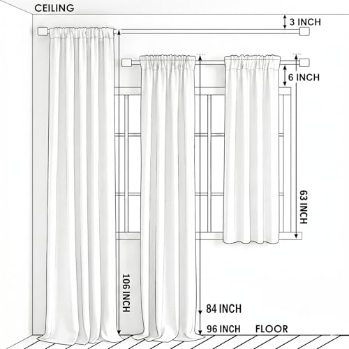 White Sheer Curtains 84 inches Long Leaves Embroidered Window Curtain Sheer Voile Panels for Living Room & Bedroom, 54x84, Two Panels