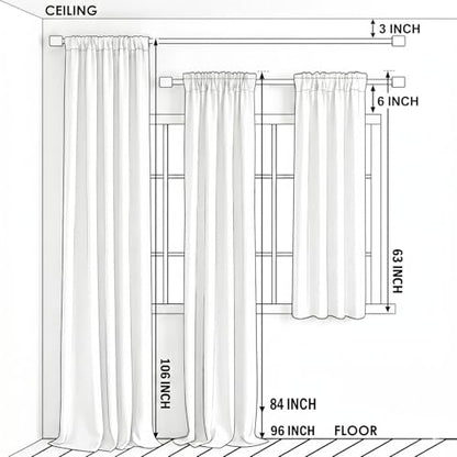 White Sheer Curtains 84 inches Long Leaves Embroidered Window Curtain Sheer Voile Panels for Living Room & Bedroom, 54x84, Two Panels