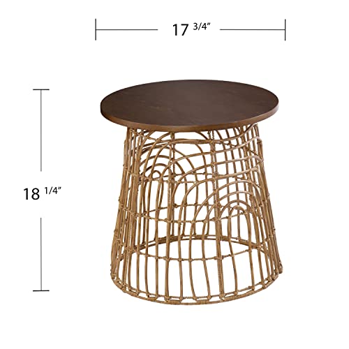 Weaverdon Round Accent Table - Transitional Design, Natural Rattan - Fully Assembled - Ideal for Living Room, Bedroom (OC1153706)