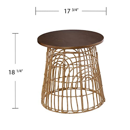 Weaverdon Round Accent Table - Transitional Design, Natural Rattan - Fully Assembled - Ideal for Living Room, Bedroom (OC1153706)