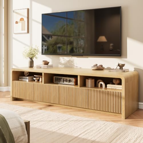 70" Fluted TV Stand with 4 Deep Drawers, view 2