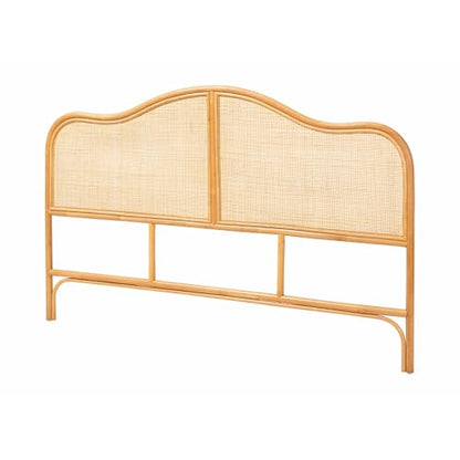Adelita Natural Rattan Arched Headboard - Handwoven Cane Panel, Coastal Boho Style Bedroom Decor, Queen