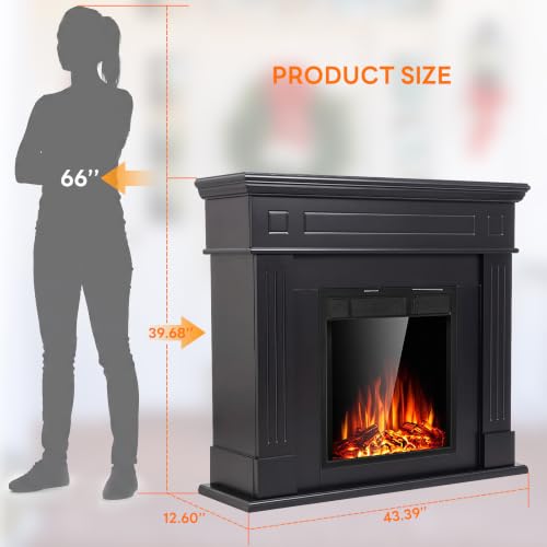 Electric Fireplace with Mantel,Dark Black(43inch), view 3