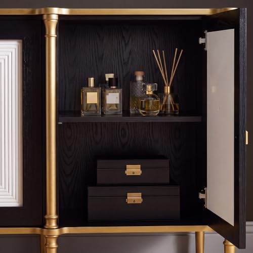 Black and Gold Sideboard Buffet Cabinet with Storage, view 6