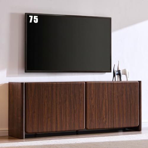 Modern TV Stand for TVs up to 65/70/75, Rounded Corner, Brown, view 2