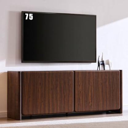 Modern TV Stand for TVs up to 65/70/75, Rounded Corner, Brown, view 2