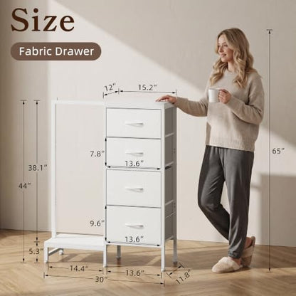Tall Dresser 44''H with Hanging Rack, 4 Drawers Small Closet Dresser for Bedroom, view 4