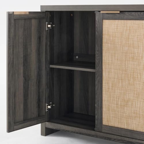 Home Rattan Sideboard Cabinet with Storage, Black Oak, view 5
