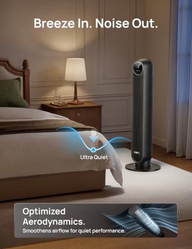 DREO Tower Fan for Bedroom, 28ft/s Velocity, Ultra Quiet Fan, 8 Speeds, view 5