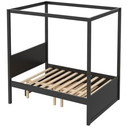 Full Size Farmhouse Canopy Bed with Storage Drawers and Trundle, view 7