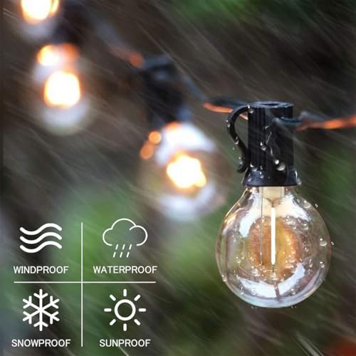 Outdoor String Lights, 97FT Patio Lights with 49 G40 Shatterproof LED Bulbs(1 Spare), Waterproof Lights String for Outside Backyard, Porch, Bistro, Party, Camping, Garden Gathering