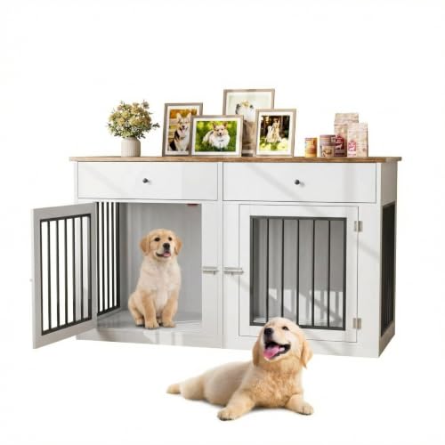 60" Dog Crate Furniture for 2 Dogs, view 2