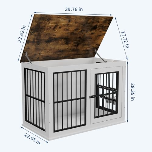 40'' Wooden Dog Crate Furniture, Liftable Top Escape Proof Pet House, view 3