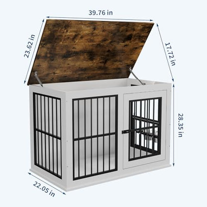 40'' Wooden Dog Crate Furniture, Liftable Top Escape Proof Pet House, view 3