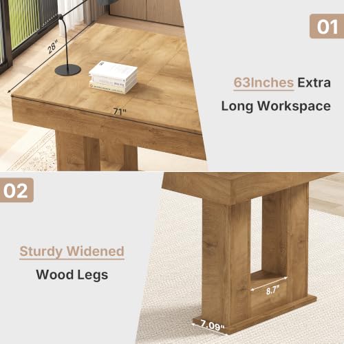 63 inch Rectangular Executive Desk with Spacious Desktop, view 8