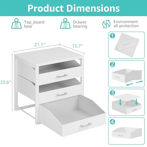 Closet Drawers White 3 Drawer Dresser for Closet Organizers and Storage Bedroom, view 3