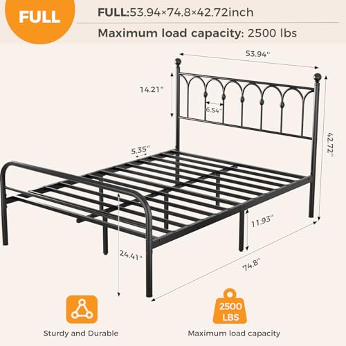 Heavy Duty Black Bed Frame with Storage and Slats, view 3