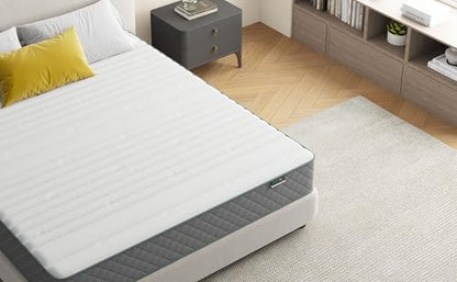 PurrJoys Firm Queen Mattress,10 Inch Hybrid Queen Size Mattress in a Box with Gel Memory Foam, Pocket Innerspring, Pressure Relief, Motion Isolation, Non-Fiberglass