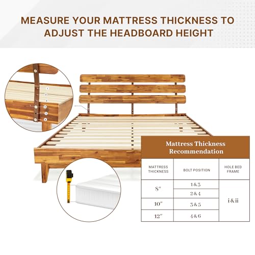 Caden 15 Inch Deluxe Bed Frame with Adjustable Headboard, Mid Century, view 7