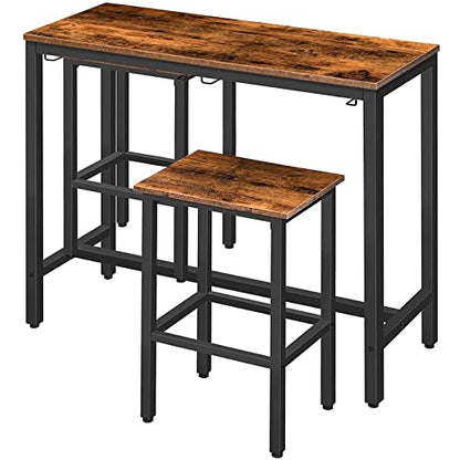 Bar Table Set, Pub Tables Bar Height with Stools Set of 2, Bar Chairs Under Counter Height Table for Small Spaces, Industrial Dining Table Sets for Kitchen, Living Room, Parties BF54BT01