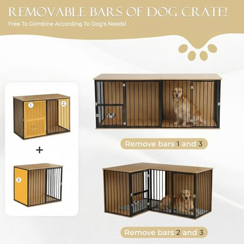 Large Double Dog Crate Furniture, Dark, view 4
