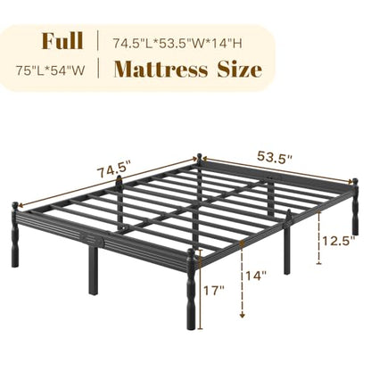 Heavy Duty Full Size Bed Frame, 14" Black Metal with Storage, view 3