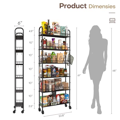 Slim Rolling Storage Cart with Wheels, view 4