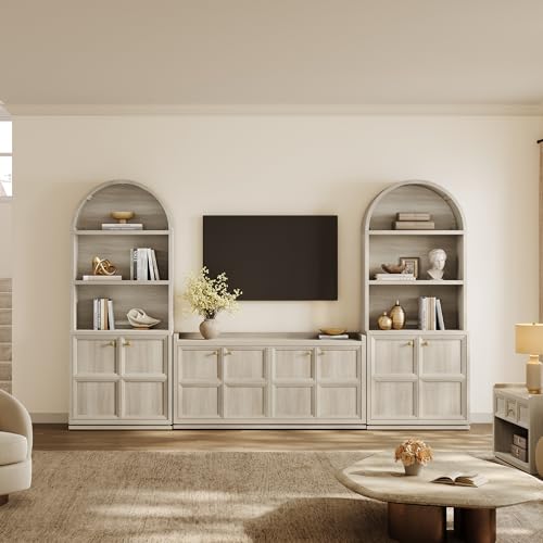 61.7" 4-Door Buffet Sideboard Cabinet Living Room, Grey White Oak, view 5