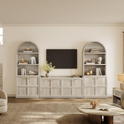 61.7" 4-Door Buffet Sideboard Cabinet Living Room, Grey White Oak, view 5