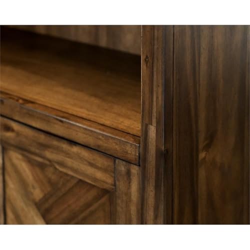 Wood Bookcase W/Doors Office Storage Fully Assembled in Brown