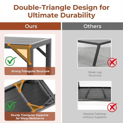 Outdoor Bar Table, 47" Patio Counter Height Table, High Top Furniture w/HDPE Top, E-Coating & Hammer-Finish Frame, Adjustable Foot, All Weather for Hot Tub,Balcony,Poolside,Kitchen