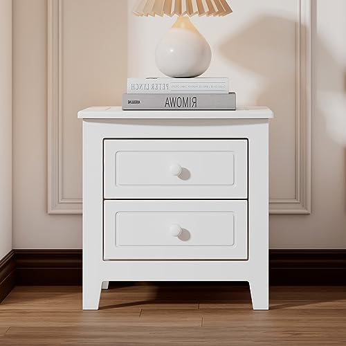 Bedroom Set Furniture, 3-Pieces Bedroom Sets, Queen Size Wood Platform Bed and 2 Nightstands, White
