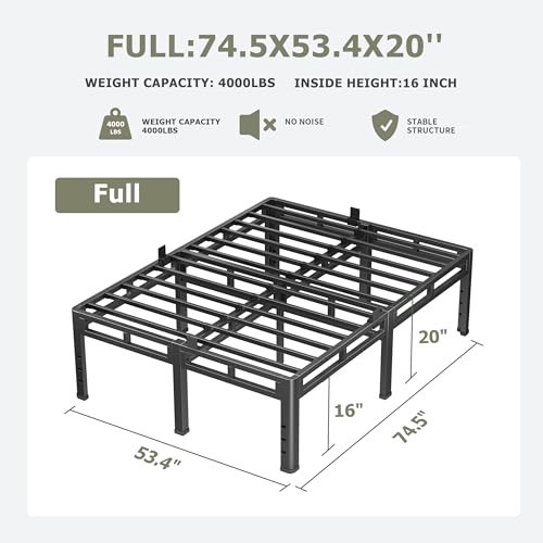2-in-1 Full Size Metal Platform Bed Frame, 20 Inch Heavy Duty Bed Base, view 3