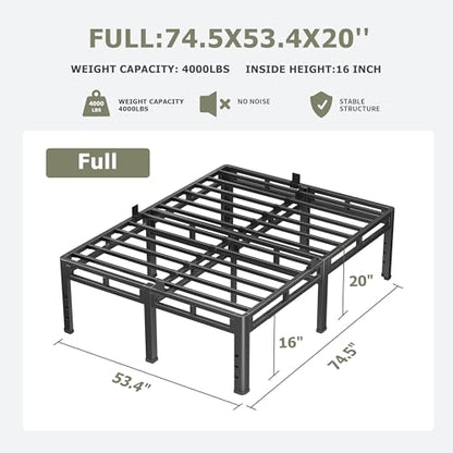 2-in-1 Full Size Metal Platform Bed Frame, 20 Inch Heavy Duty Bed Base, view 3