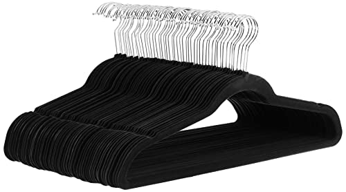 Slim Velvet Non-Slip Space Saving Suit Clothes Hangers, Closet Organizer, Black, view 2