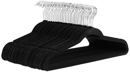 Slim Velvet Non-Slip Space Saving Suit Clothes Hangers, Closet Organizer, Black, view 2