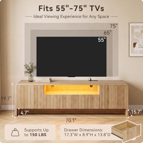 70” Fluted TV Stand for 75 Inch TV, Modern Media Console, view 3