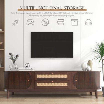 Modern Fluted TV Stand for 75" TVs, Mid-Century Entertainment Center, view 7