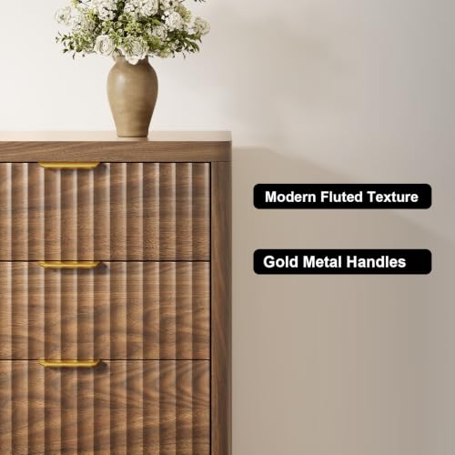 Fluted 9 Drawer Dresser for Bedroom, view 6