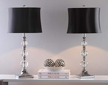 SAFAVIEH Lighting Collection Maeve Modern Crystal Ball/ Black Shade 28-inch Bedroom Living Room Home Office Desk Nightstand Table Lamp Set of 2 (LED Bulbs Included)