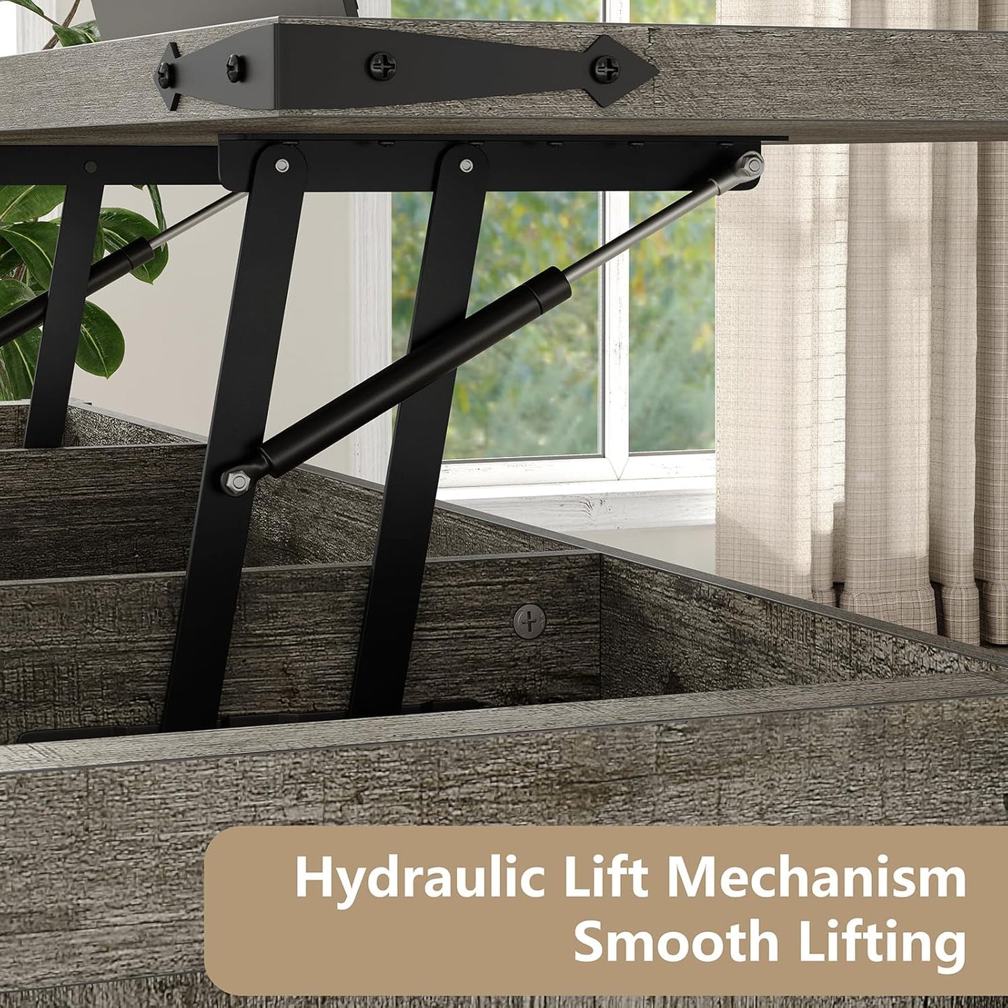 Lift Top Coffee Table, 47.3'' Farmhouse Coffee Table with Large Hidden Storage Compartment & Sliding Barn Doors, Wood Modern Rectangle Table for Home, Office, Rustic Grey