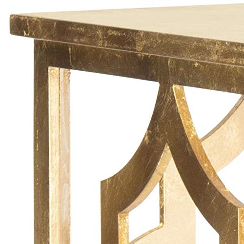 SAFAVIEH Home Collection – Milo Gold Leaf Trellis End Table, Quatrefoil Open Frame Accent Table, Fully Assembled (AMH1508B)