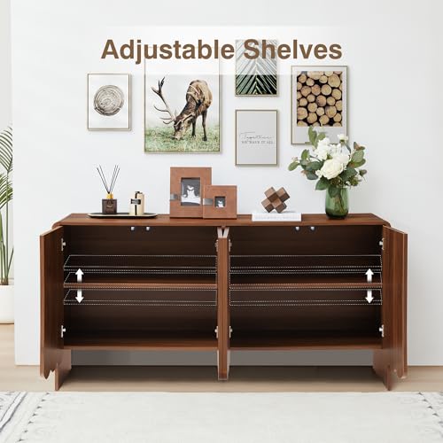 Sideboard Buffet Cabinet, Accent Storage Cabinets with 4 Doors, view 7
